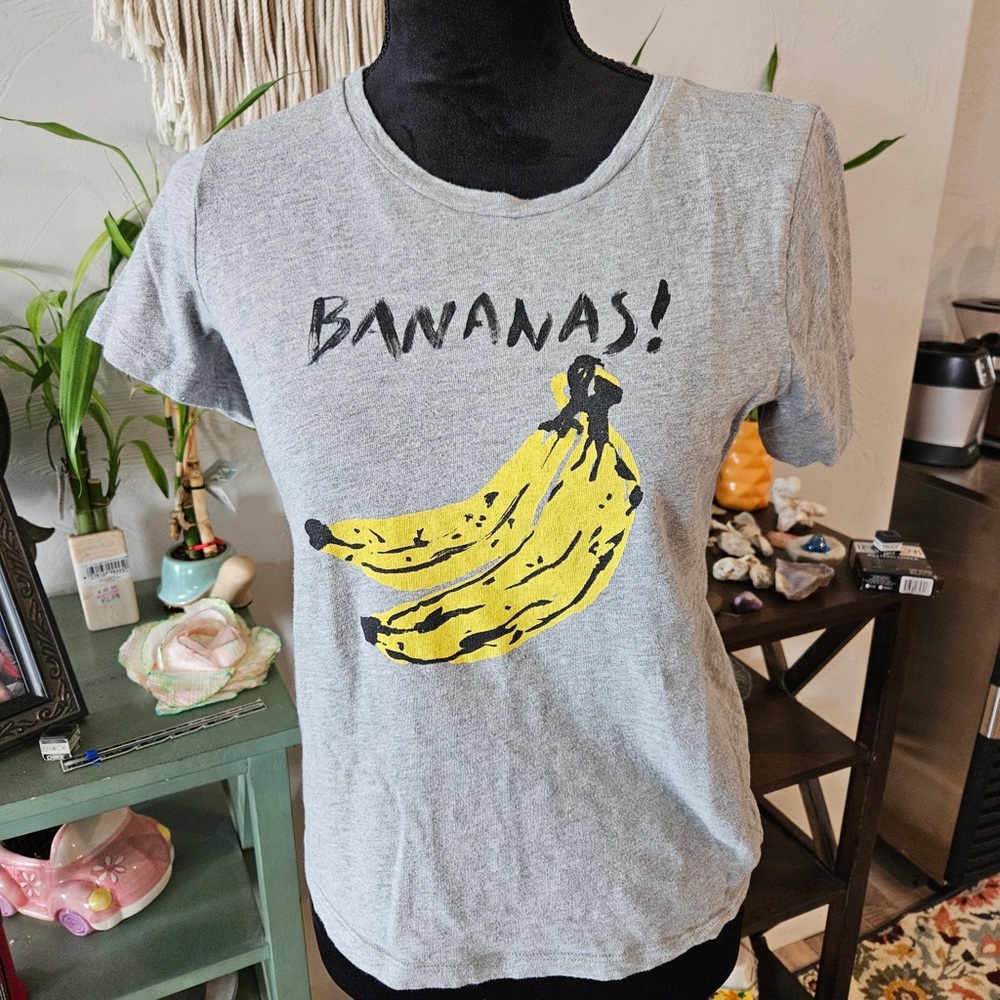 J. Crew Collector Tee Light Gray Crewneck ‘bananas!’ Tee